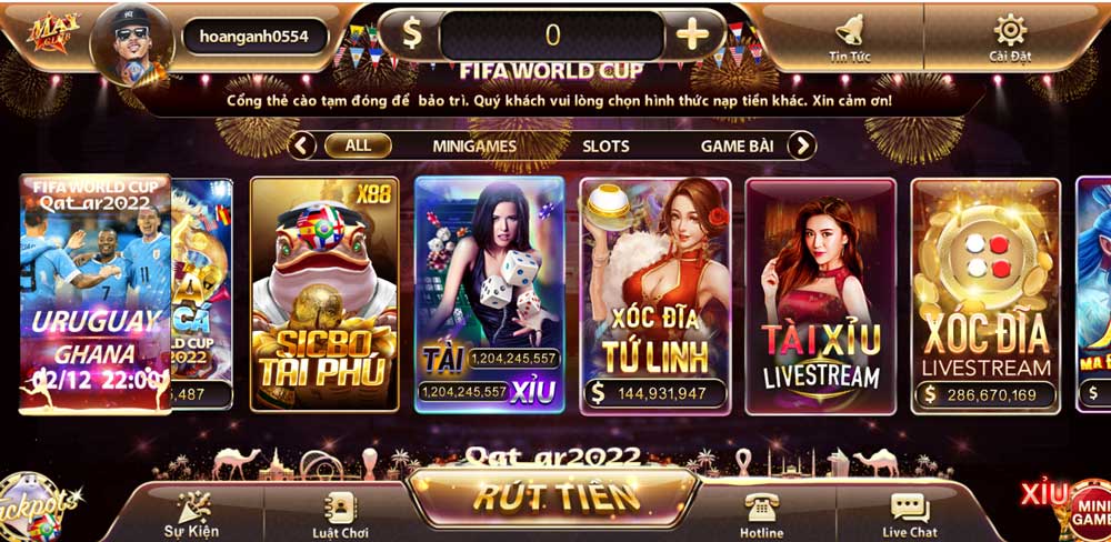 Gửi tiền/rút tiền tại cổng game MayClub