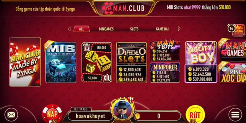 Gửi tiền/rút tiền tại cổng game ManClub