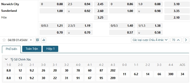 Tip bóng đá Norwich City vs Sunderland