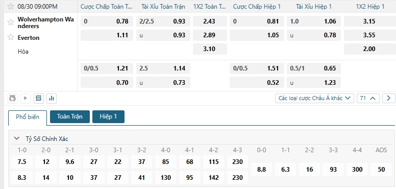 Tip bóng đá Wolverhampton Wanderers vs Everton